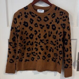 Old Navy Women's Animal Print Sweater - Brown and Black Size Small Petite